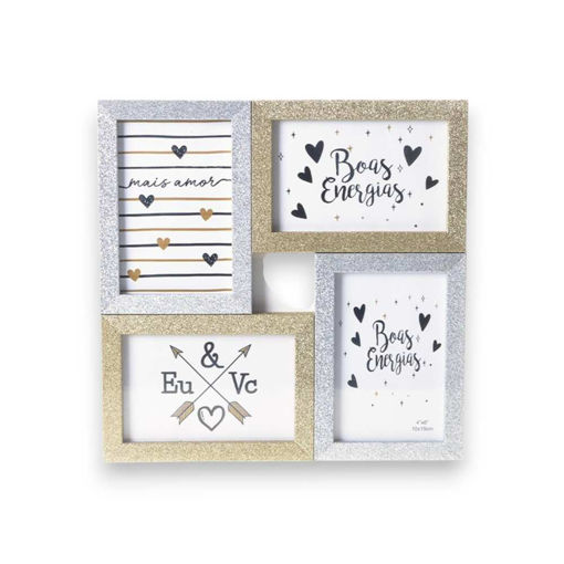 Picture of Multiphoto, photo frame, glitter, silver-gold, 10x15cm